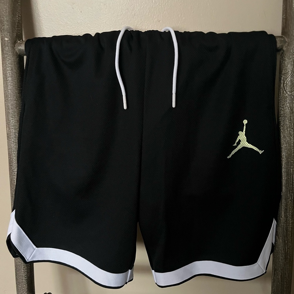 Jordan Kids Black Shorts with White and Gold Accents